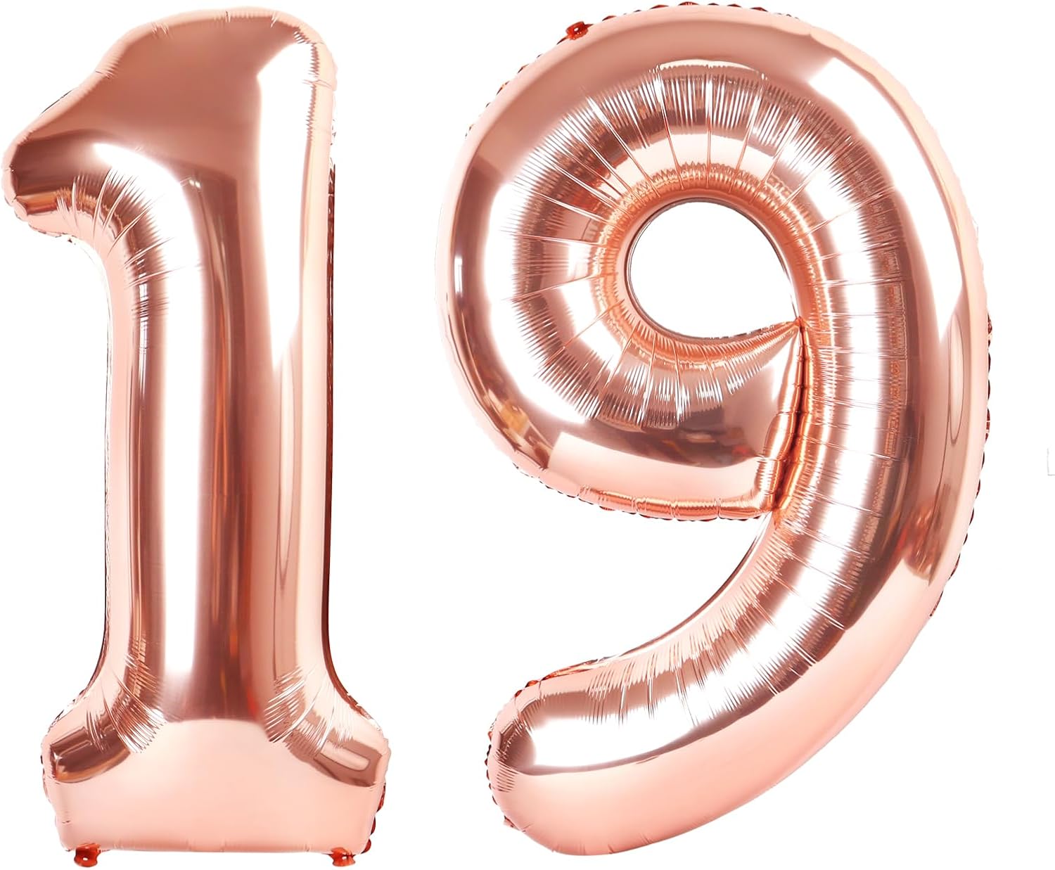 Rose Gold Number 19 Balloons by [Brand Name] - 40-Inch Foil Birthday Decorations for Men & Women