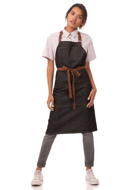Chef Works Unisex Memphis Bib Apron, Black, One Size
