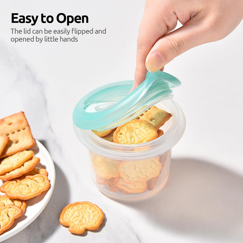 U-Taste Silicone Food Container Set - 4oz x 2, Airtight & Stackable for Snacks | Freezer & Microwave Safe, Aqua Sky