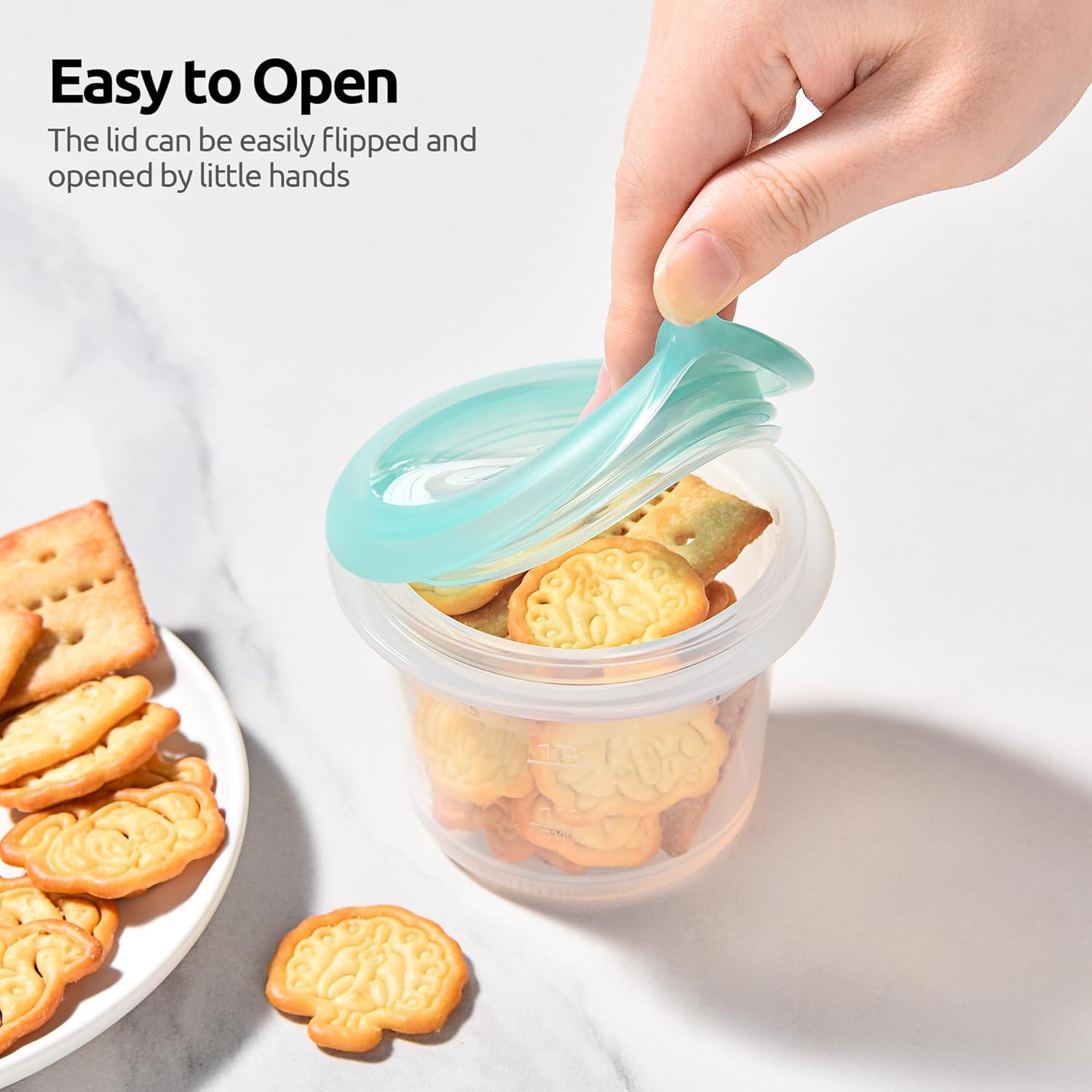 U-Taste Silicone Food Container Set - 4oz x 2, Airtight & Stackable for Snacks | Freezer & Microwave Safe, Aqua Sky