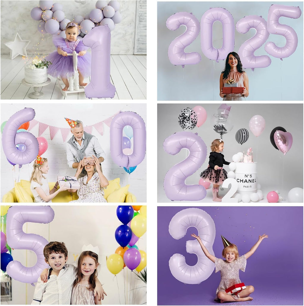 Skiennix 40-Inch Purple Number Balloon - Matte Light Purple Birthday Decoration (Number 6)