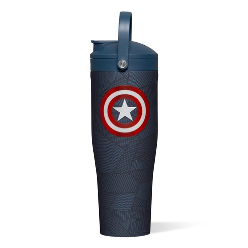 Corkcicle Protein Shaker - Built-In Agitator & Fruit Strainer Lid - 30oz - Captain America