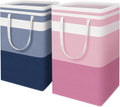HomeHacks Large Waterproof Laundry Baskets - Collapsible Hampers with Reinforced Handles | 88L, Blue & Pink
