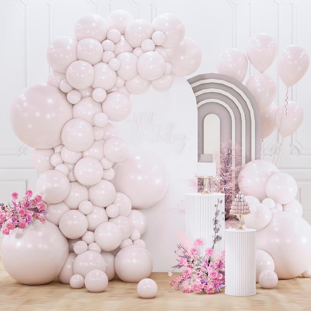 PartyWoo Beige Balloon Arch Kit - 152pcs in Various Sizes for Wedding, Graduation, and Baby Showers