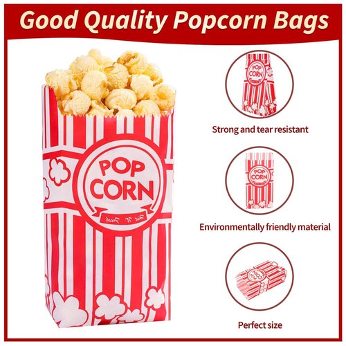 VOISEN Paper Popcorn Bags,500 Pack 1oz Popcorn Bags Individual Servings, Popcorn Bag Bulk for Popcorn Machine,Movie Nights Pop Corn Bags