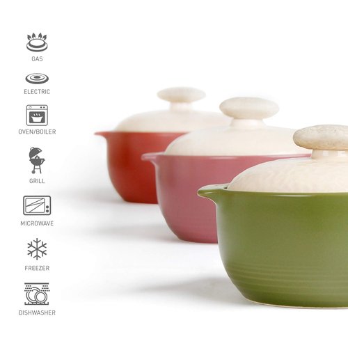 Neoflam Kiesel 2qt Non-Stick Ceramic Casserole Pot, Dutch Oven, Clay Pot, Stockpot For Stew, Soup, Steam, Scratch Resistant, Oven Safe, Heat Resistant, Plum
