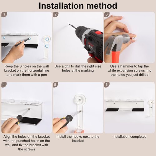 GENCAM Wall Mounted Holder for Shark Flexstyle, Acrylic Wall Mount Bracket Organizer for Shark Flex Style, Flex Style Holder with Cord Hanger for Accessories Curlers Brushes Diffuser and Attachments