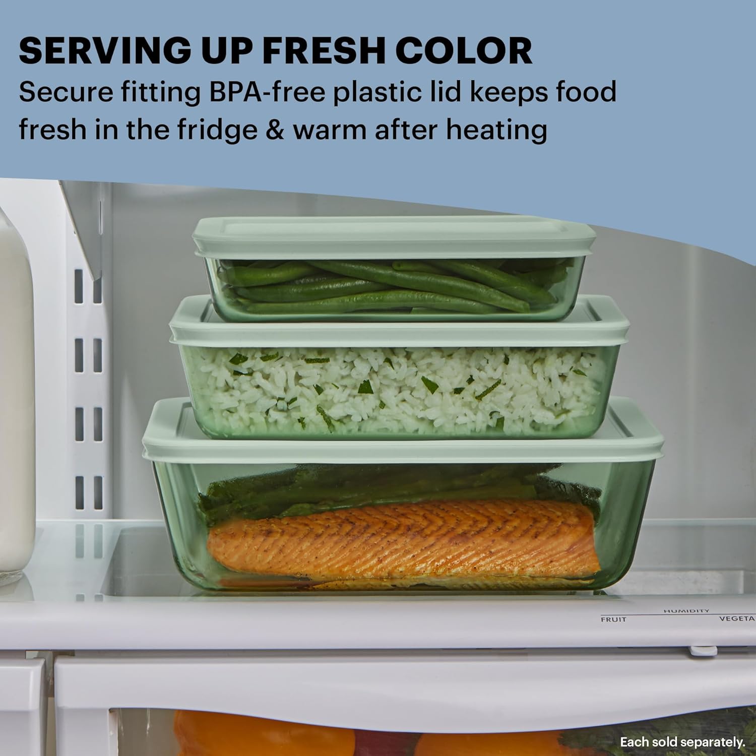 Pyrex Colors Tinted Large Rectangular Food Storage Container - 11 Cup, BPA-Free, Microwave Safe
