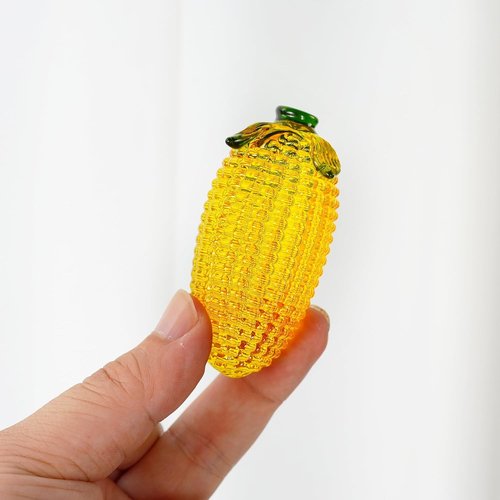 Art Glass Corn Figurine Decor - Elegant Tabletop Centerpiece for Home, Kitchen & Office