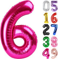 Hot Pink Number 6 Balloon - 40 Inch Giant Foil Balloon for 6th Birthday Party Decorations