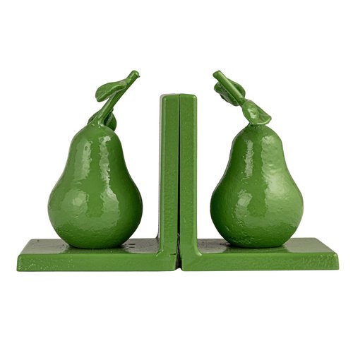 Creative Co-Op 2-Piece Cast Metal Pear Bookends, Green