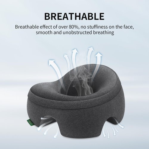 OSZZT Prone Massage Pillow for Facial Support，Prone Pillow for Eye Surgery，Detachable Cover，Facial Ventilation Hole Design (Dark Grey)