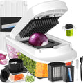 12 Blade Vegetable Chopper Mandoline Slicer - All-in-One Kitchen Gadget with Container | White
