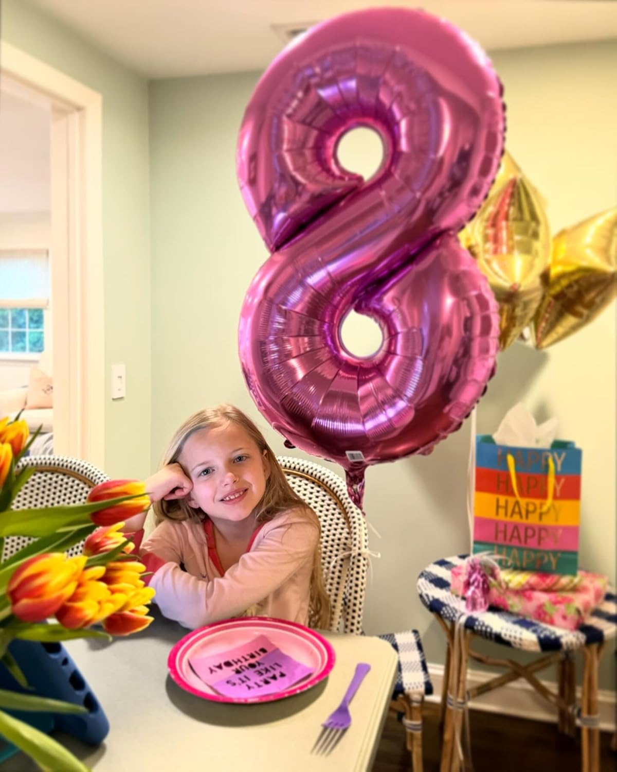 Number 5 Balloon by Pink - 40 Inch Giant Foil Balloon for 5th Birthday Party Decorations
