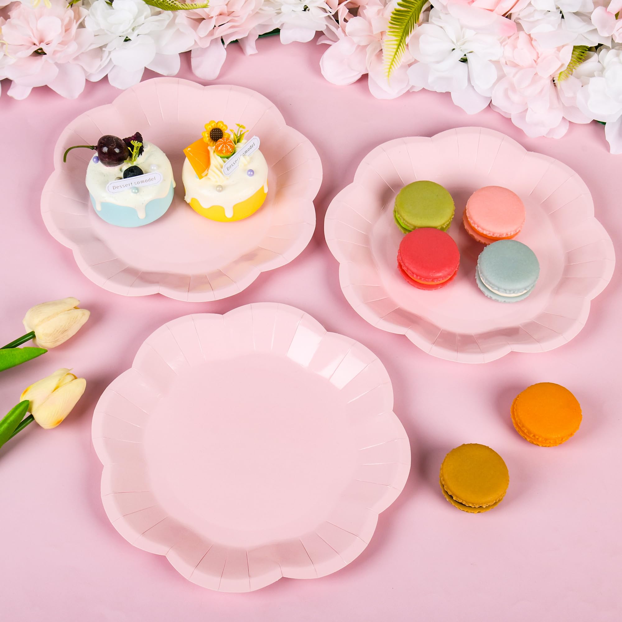ZUQMZUQ 30 Pcs Light Pink Paper Plates - 9 Inch Pink Scalloped Dessert Plates Disposable Light Pink Birthday Party Supplies Dinner Plates for Wedding Valentine's Day Baby Shower