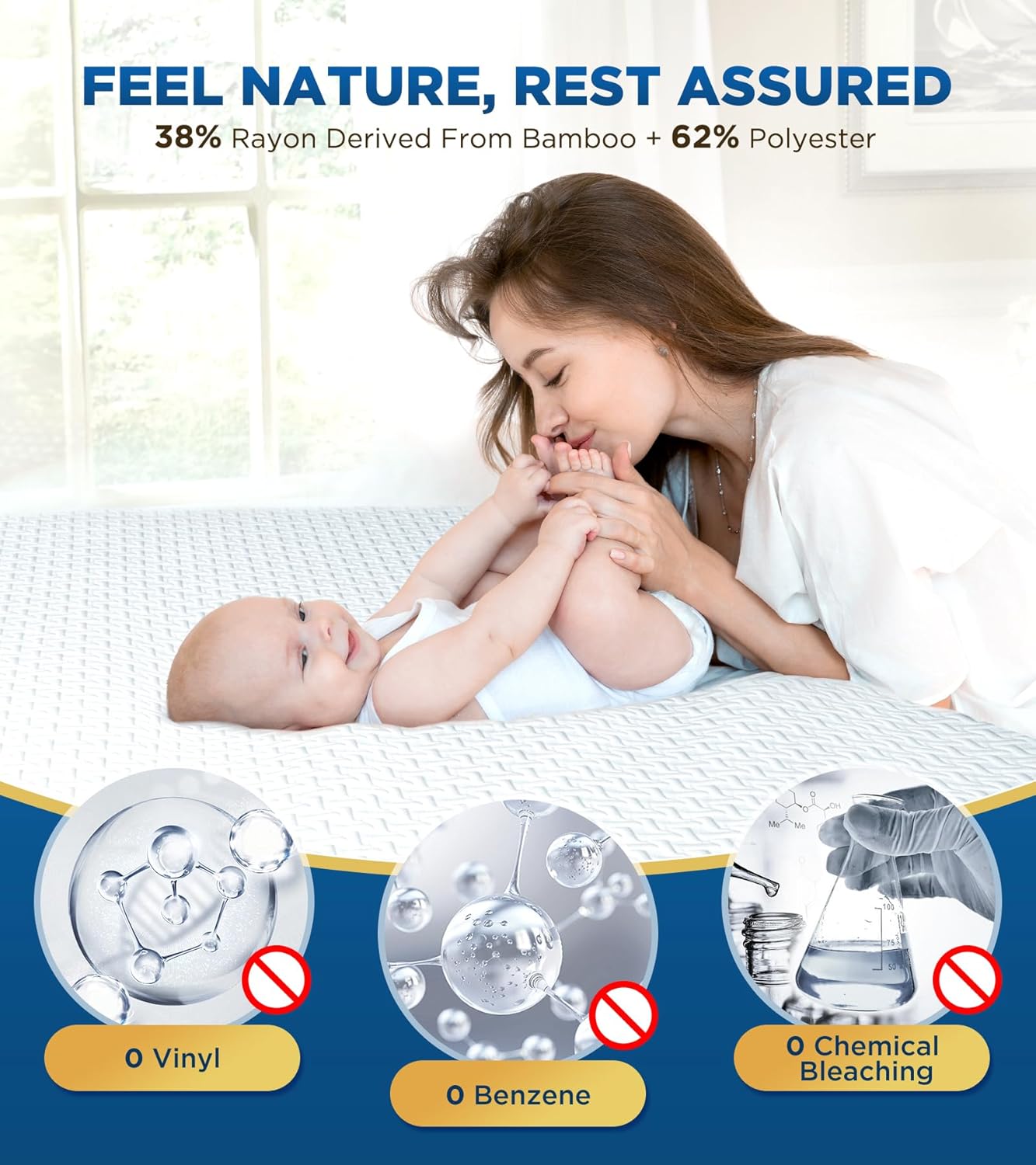 Skiennix 100% Waterproof Queen Mattress Protector - Breathable Cooling Hypoallergenic Cover | 8-21'' Deep Pocket