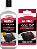 Weiman Ceramic & Glass Cooktop Cleaner - Heavy-Duty Polish with 3 Scrubbing Pads | 10 Ounce Bottle