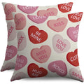 Smozenith Valentines Pillow Covers 18X18 Set of 2, Valentine's Day Pink Red Heart Print Holiday Throw Pillowcases Anniversary Decorative Outdoor Farmhouse Cushion Cases Couch Sofa Bed Decor