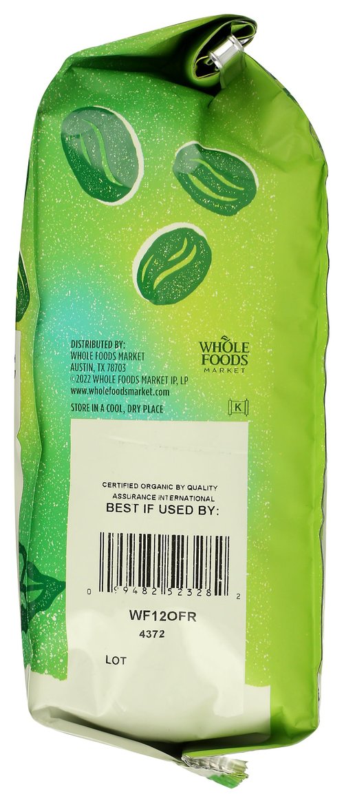 Whole Foods Market, Organic Whole Bean Coffee, Dark French Roast, Smoky & Sweet, Smooth & Creamy, 12 Ounce
