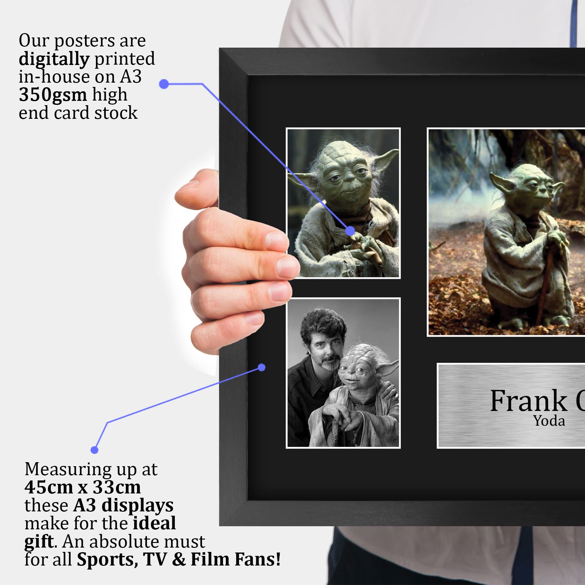 HWC Trading Frank Oz Yoda Presents 16 x 12 inch (A3) Printed Gifts Signed Autograph Picture for Movie Memorabilia Fans - 16" x 12" Framed