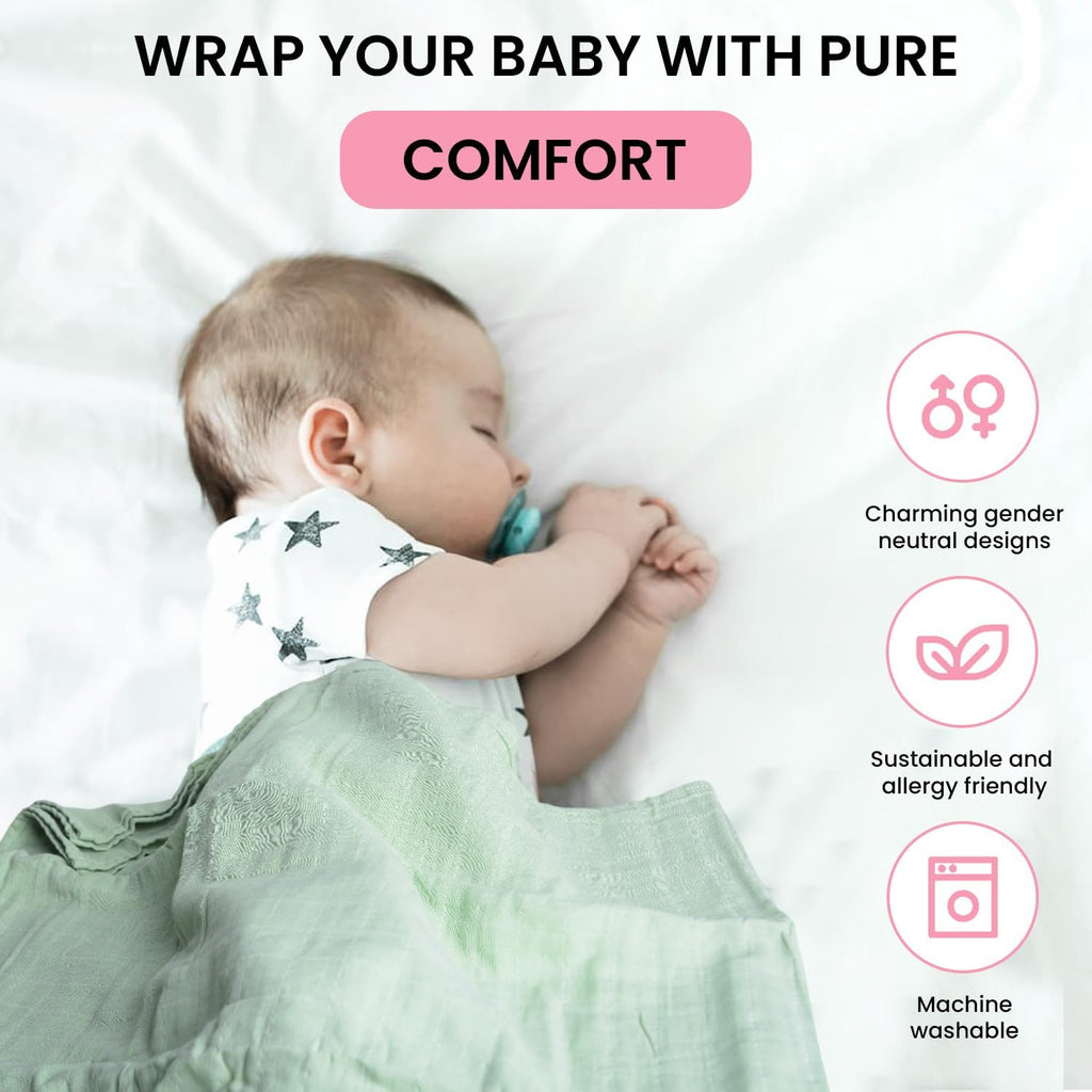 Skiennix Organic Muslin Swaddle Blankets - 100% Cotton, Soft & Breathable, 3-Pack, 47 x 47 Inches