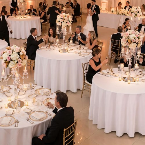 CKIKU 10 Packs 120 Inch White Round Tablecloth in Diameter, Washable Polyester Fabric Tablecloths, Wrinkle Resistant Table Cloth for Wedding Party Banquet Dining