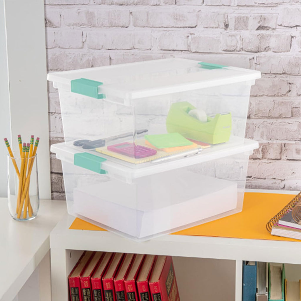 Sterilite 12-Pack Clip Box | Stackable Clear Plastic Bins with Latching Lids for Organized Storage