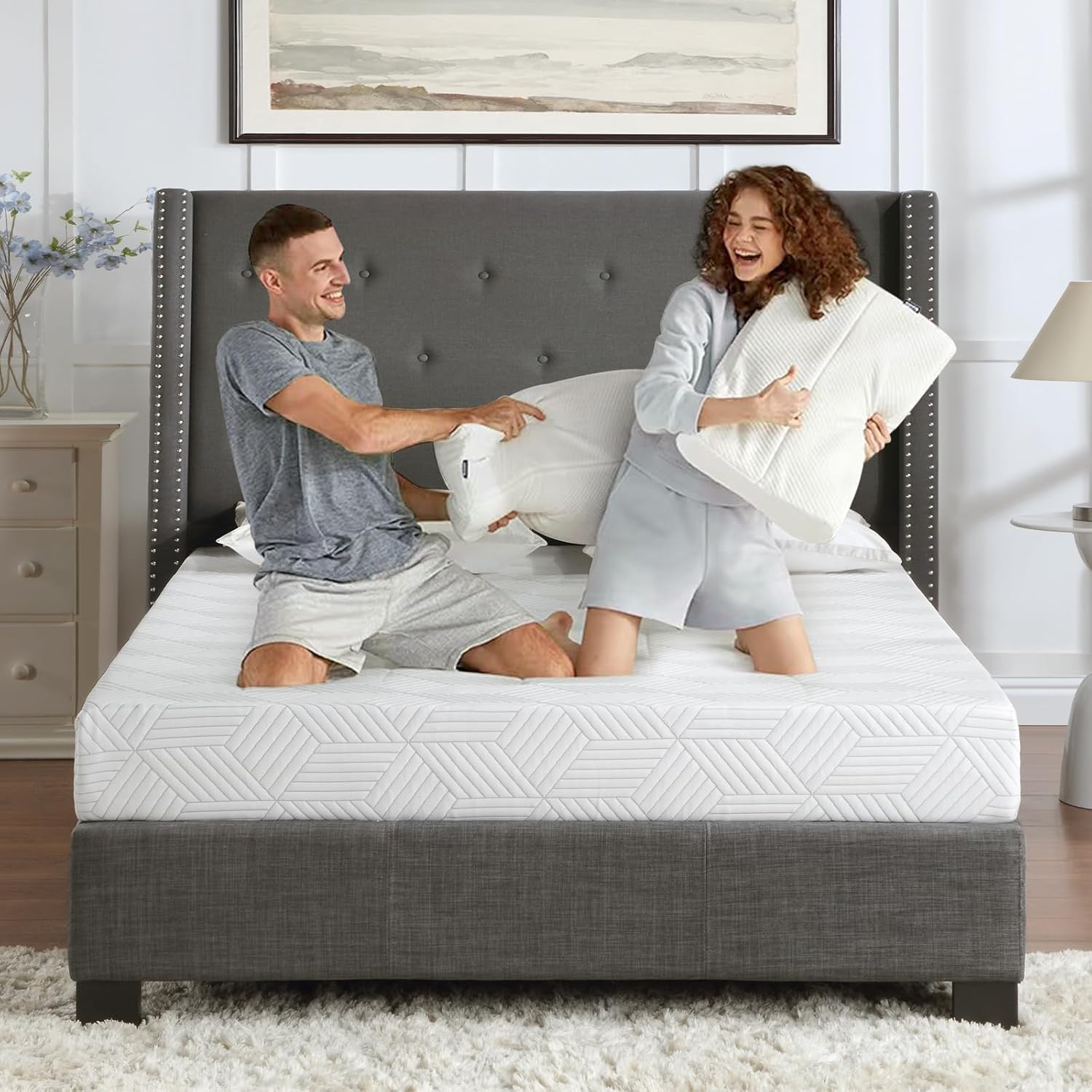 Skiennix Twin Size Gel Memory Foam Mattress - Medium Firm Support, Removable Cover, Breathable Fabric
