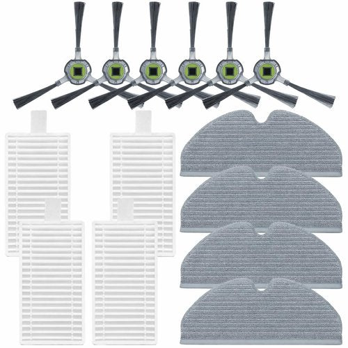 14Pack YUJINRU Replacement Parts Accessories Kit Compatible with UMMUND T7S Robot Vacuum.4 Mop Pads, 4 Filters, 6 Side Brushe