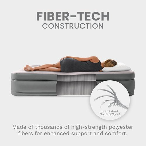 Intex Dura Beam Plus Air Mattress - Elevated Comfort with Built-In Electric Pump | Queen Size