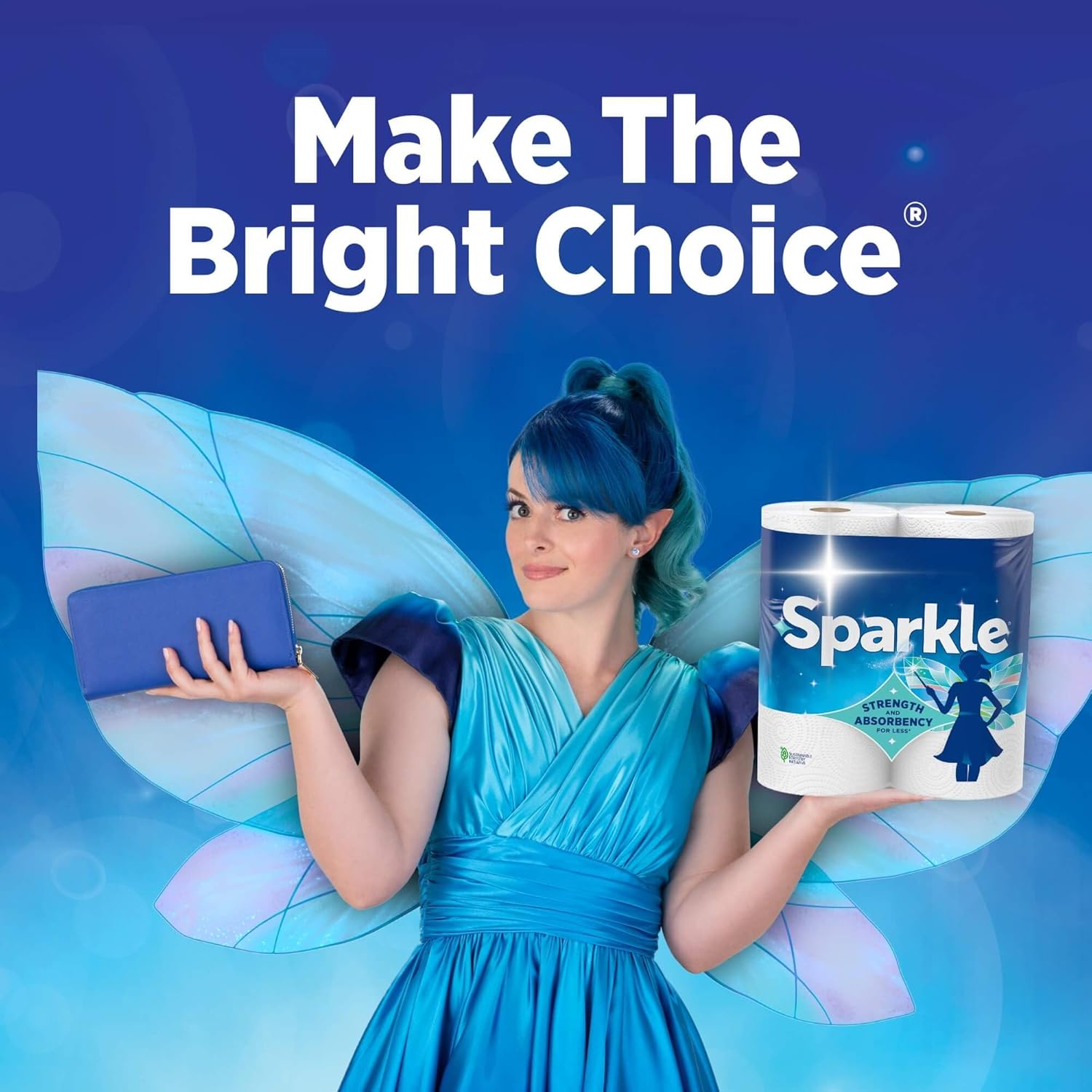 Sparkle Paper Towels - Spirited Print Design, 6 Double Rolls (660 Sheets) - Strong 2-Ply for Kitchen Cleanup