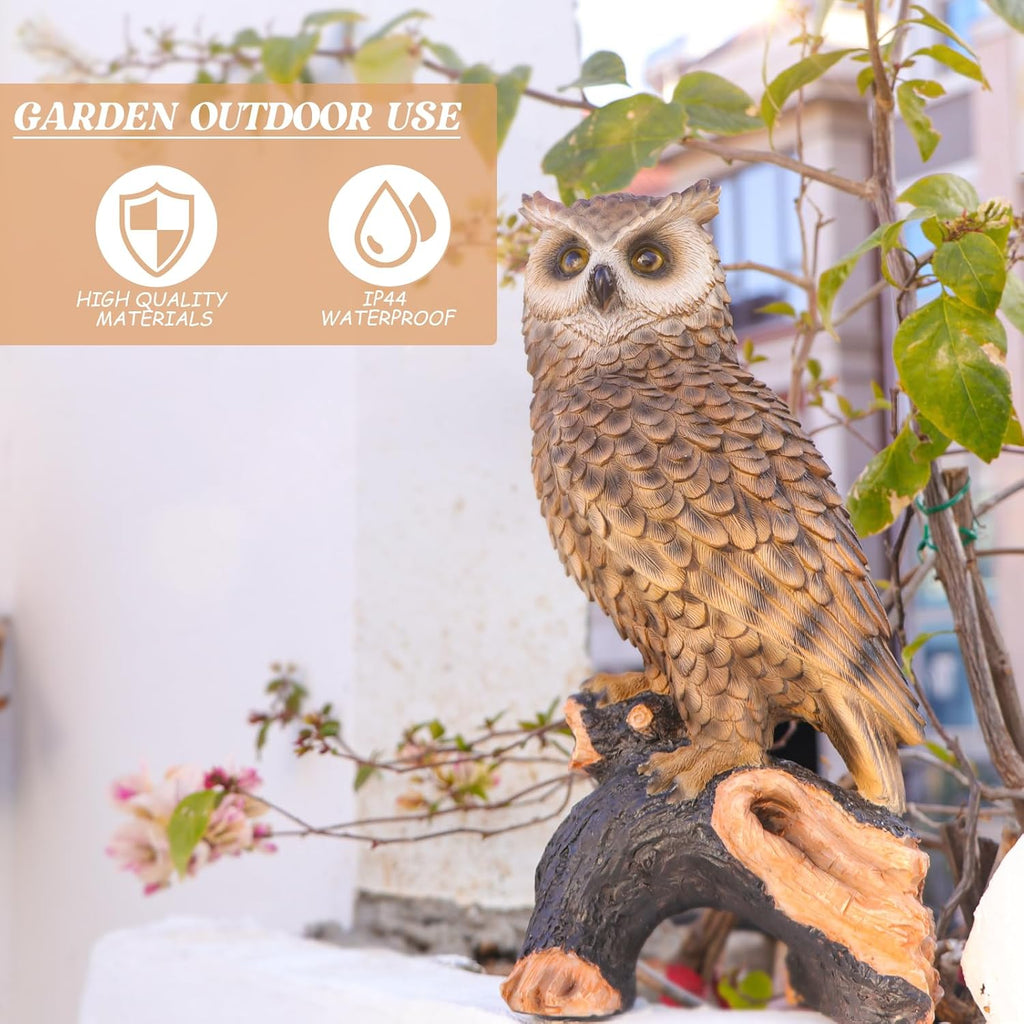 Skiennix Owl Garden Statue - Perching Forest Owl Resin Figurine for Indoor & Outdoor Decor | Yard & Patio Accent