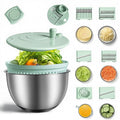 Stainless Steel Salad Spinner 3-in-1, One-Touch Stop and Non-Slip Base, Vegetable Dryer for Kitchens, Parties, and Health-Conscious People, 5.3 Qt