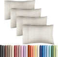 Skiennix Queen Pillow Cases Set of 4 | Ultra Soft Hotel Quality | Wrinkle-Free & Fade Resistant - Beige Stripes