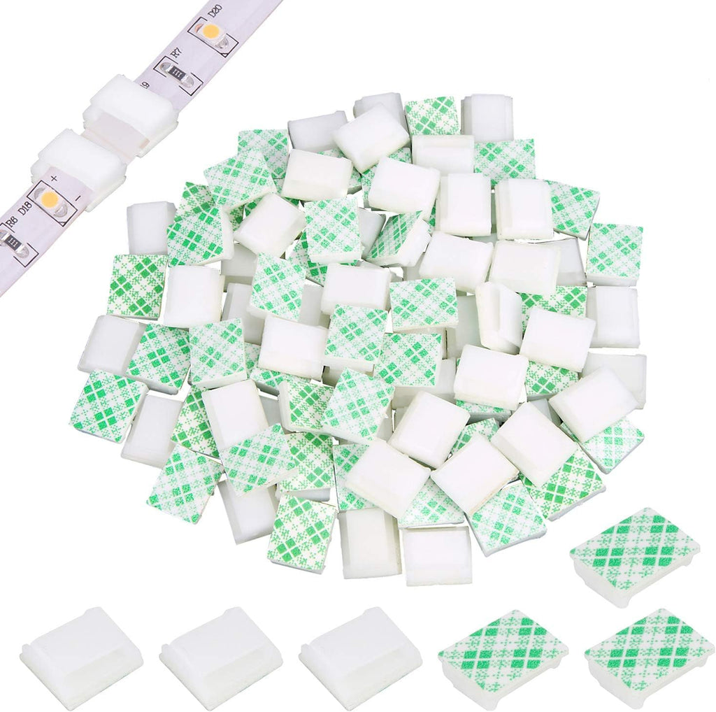 PETKNOWS LED Light Strip Mounting Clips - 80 PCS Self-Adhesive Cable Holders for 10mm Strips