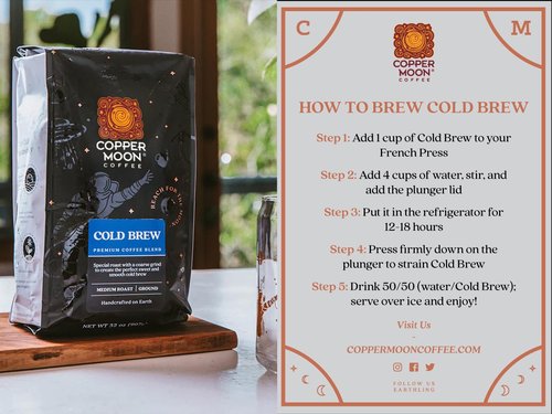 Copper Moon Ground Coffee, Medium Roast, Cold Brew Special Blend, 32 Oz