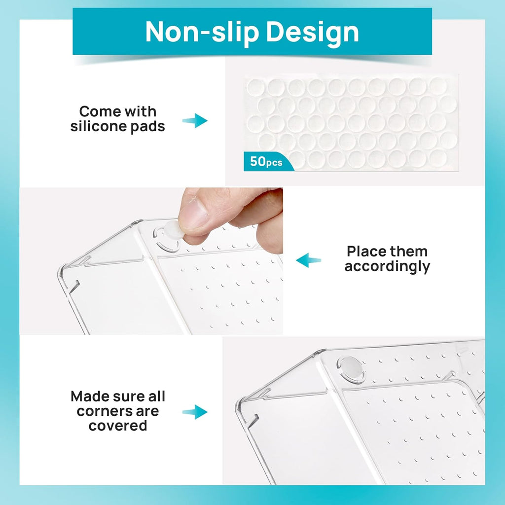 Vtopmart Makeup Drawer Organizer Set - 10 Clear Plastic Bins for Cosmetics, Jewelry & Office Supplies