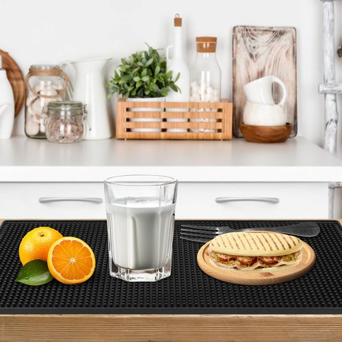 4 Pack Bar Mat, Dish Drying Mat, Large 31.5in x 12in Rubber Thick Durable Service Bar Mat for Home Kitchen Countertop Mat, Espresso Coffee Bar Mat, Black