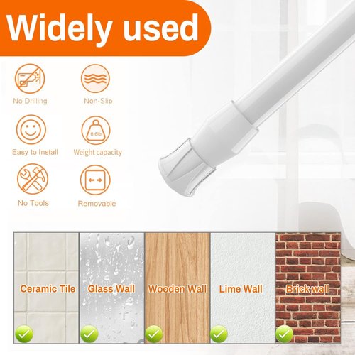 Tension Rods Room Divider, Premium Adjustable Curtain Tension Rod, 53-100 Inch Large Curtain Rod, No Drilling Tension Pole for Kitchen, Bathroom, Cupboard, Wardrobe, Window, Bookshelf DIY Project 1PCS