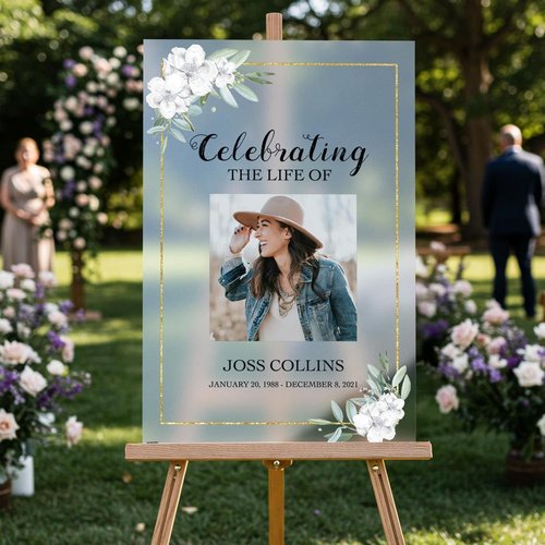 Custom Funeral Sign with Picture | Personalized Memorial Board for Loved Ones - Elegant Tribute Decoration