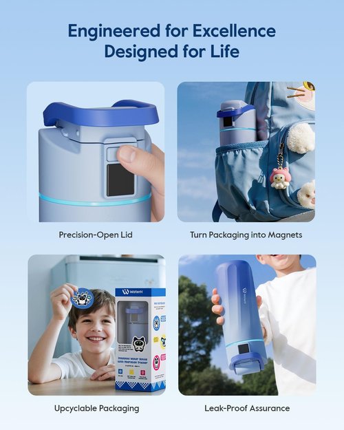 BOOST Smart Water Bottle - 16oz Kids Water Bottle with Reminder & Tracker | BPA-Free Stainless Steel