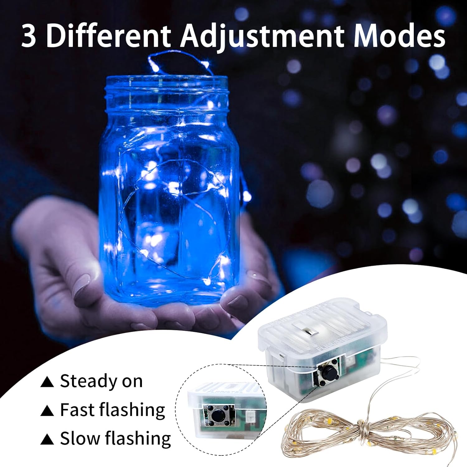 Blue Fairy Lights by [Brand Name] - 50 Pack 7Ft 20 LED Twinkle String Lights | Battery Operated & Waterproof for Weddings, Parties, and Holidays