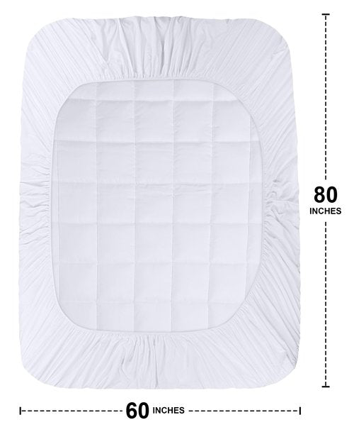 Utopia Bedding Queen Mattress Pad, Quilted Fitted Premium Mattress Protector, Deep Pocket Cover Stretches up to 16 Inches, Fluffy Pillow Topper (60x80 Inches, White)