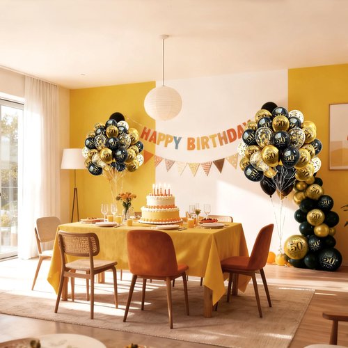 50th Happy Birthday Balloons Black and Gold, 60Pcs Pack 12inch Vintage Tasteful Latex Balloon Birthday Party Deocorations Supplies for 50 Year Old Him Her Men Women