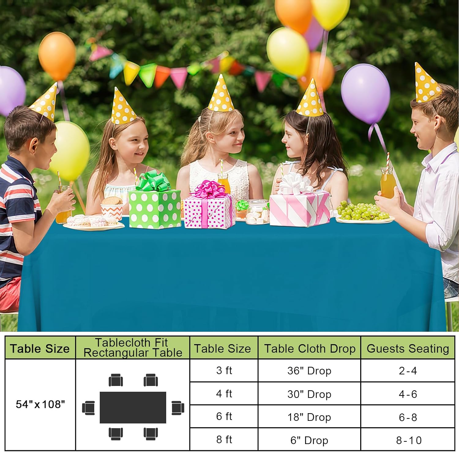 Smiry Disposable Tablecloths - Waterproof 54 x 78 Inch Rectangle Covers | 6 Pack in Aqua, Sturdy & Leakproof
