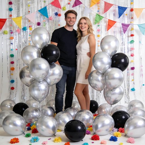 Metallic Silver Balloons by [Brand Name] - 110pcs 12-Inch Latex Balloons for Birthday, Baby Shower & Wedding Celebrations