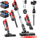 Skiennix Cordless Vacuum Cleaner - 8000mAh Battery, 3 Modes, 6-in-1 Handheld for Pet Hair & Hardwood (Red)