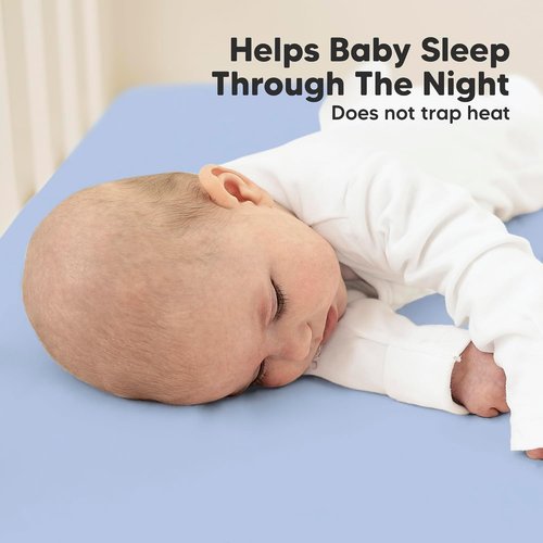 KeaBabies Organic Crib Sheets - 2-Pack Fitted Jersey Cotton for Baby Bed | Soft & Breathable 52x28 (Blue Flax)
