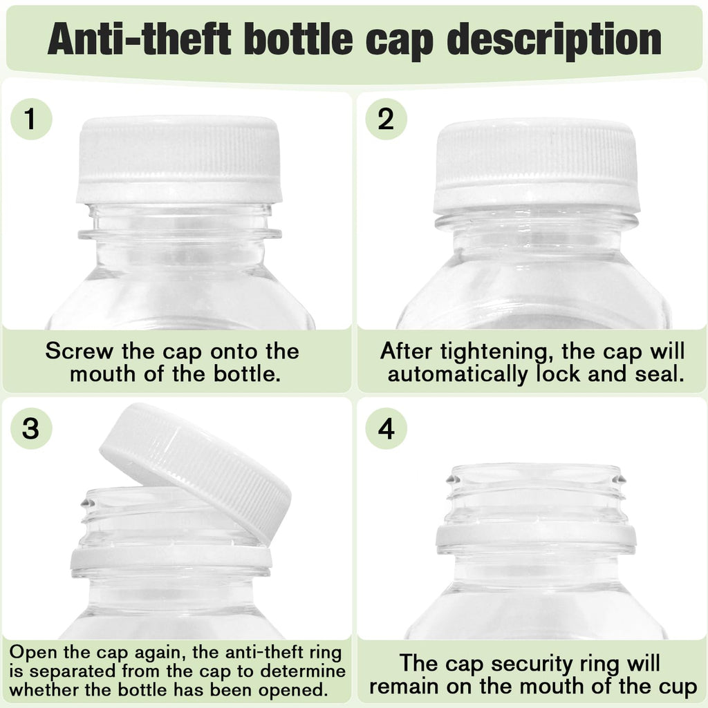 Plastic Juice Bottles with Caps 6 pcs - 12oz Reusable Juice Containers with Tamper Proof Lids White - Clear Juicing Bottles for Juicing Milk Smoothie Drinking and Other Beverages Christmas Gifts
