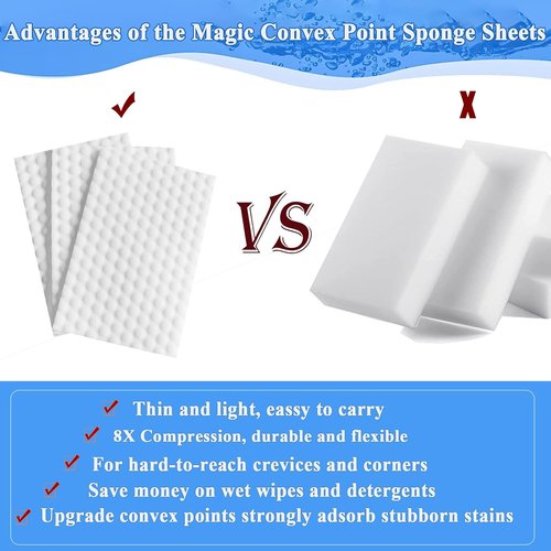 Magic Sponge | 52Pcs All-Purpose White Melamine Eraser Sheets - Disposable Cleaning Wipes for Furniture & Hard-to-Reach Areas